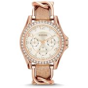 Fossil Analog White & Beige Dial Womens Watch